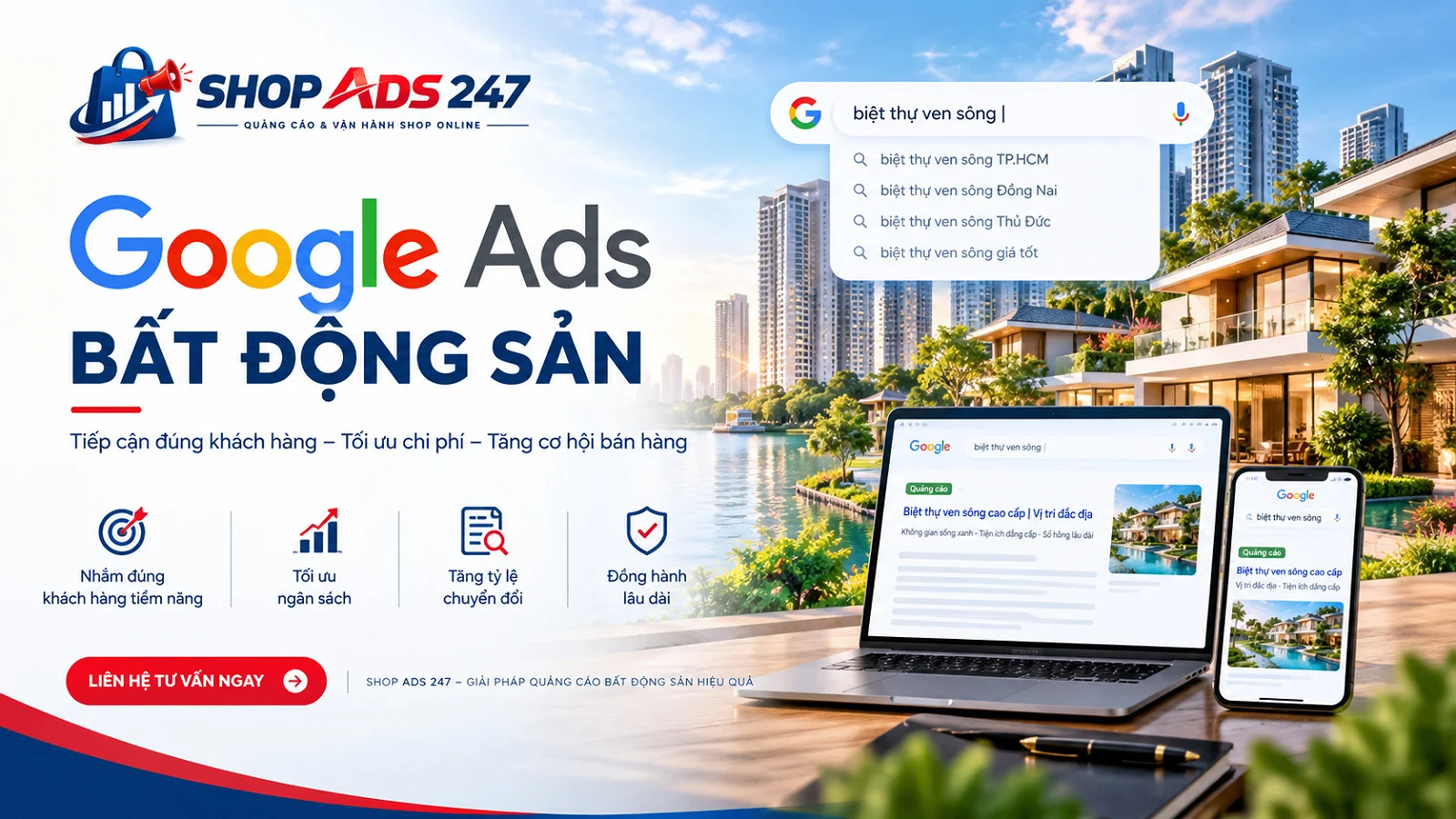 Dịch vụ quảng cáo Google Ads bất động sản tại Shop Ads 247