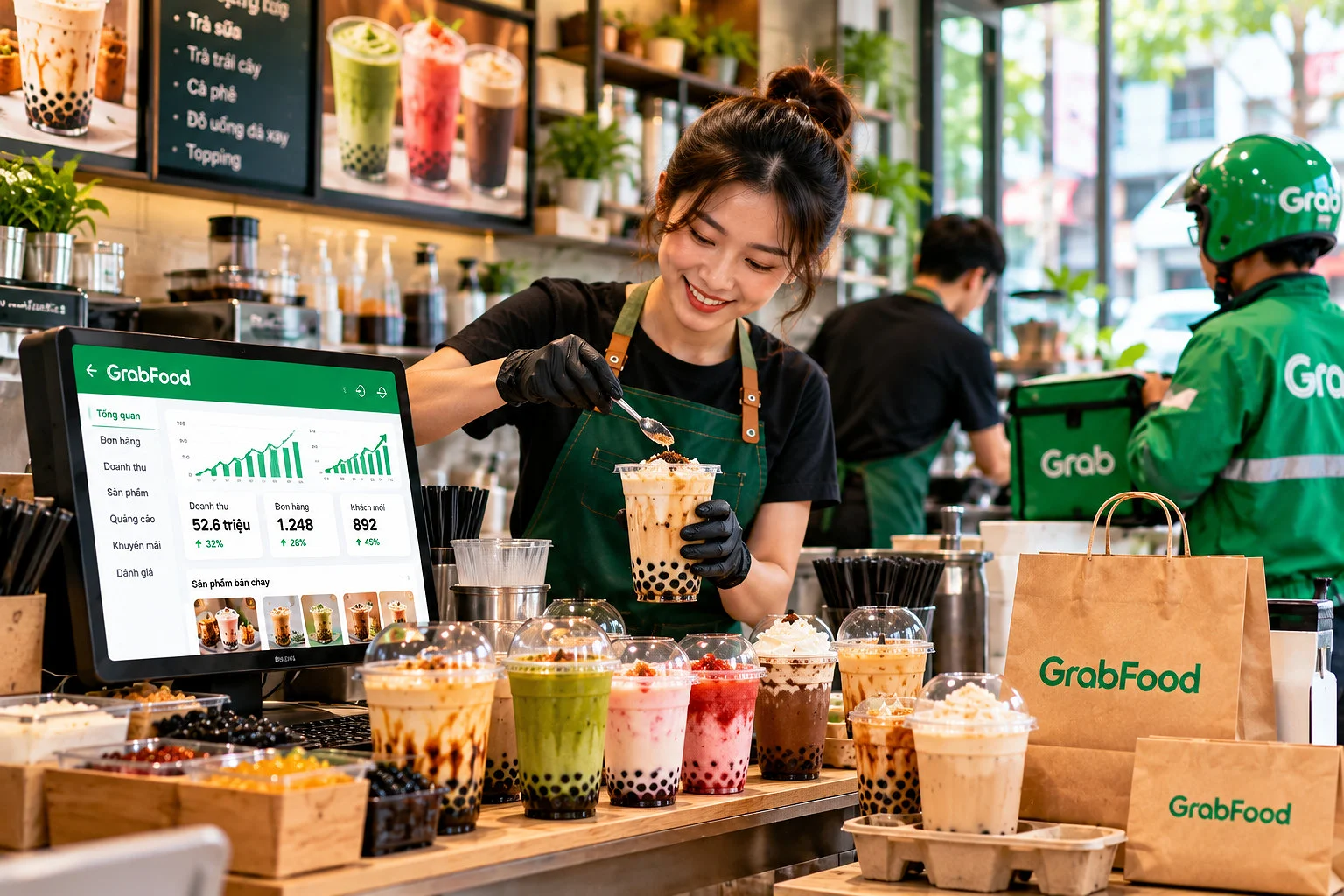 Dịch vụ vận hành GrabFood cho quán cà phê và trà sữa